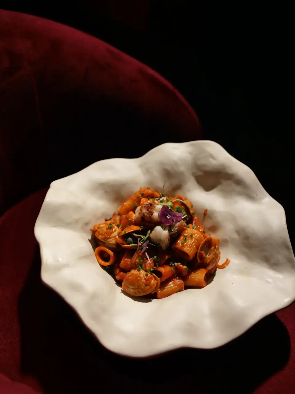 Rigatoni en salsa marinera